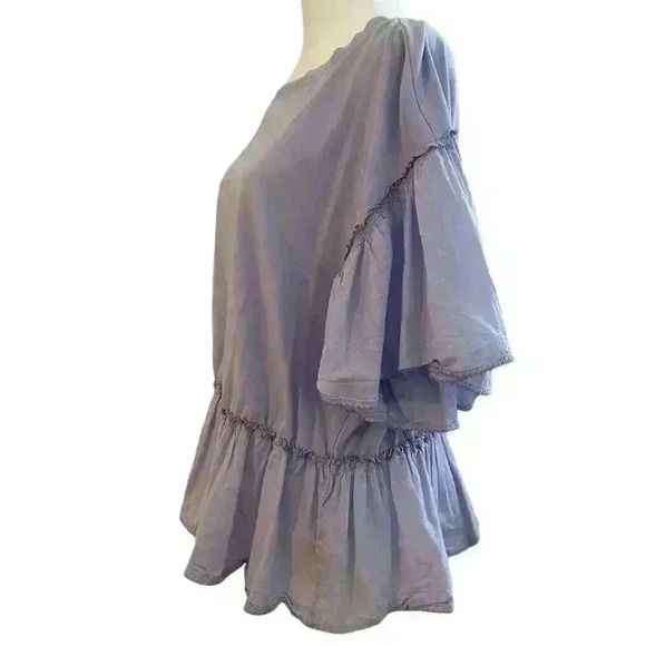By Anthropologie Babydoll Top Light Lavender Color Cotton Size Large - Picture 5 of 12
